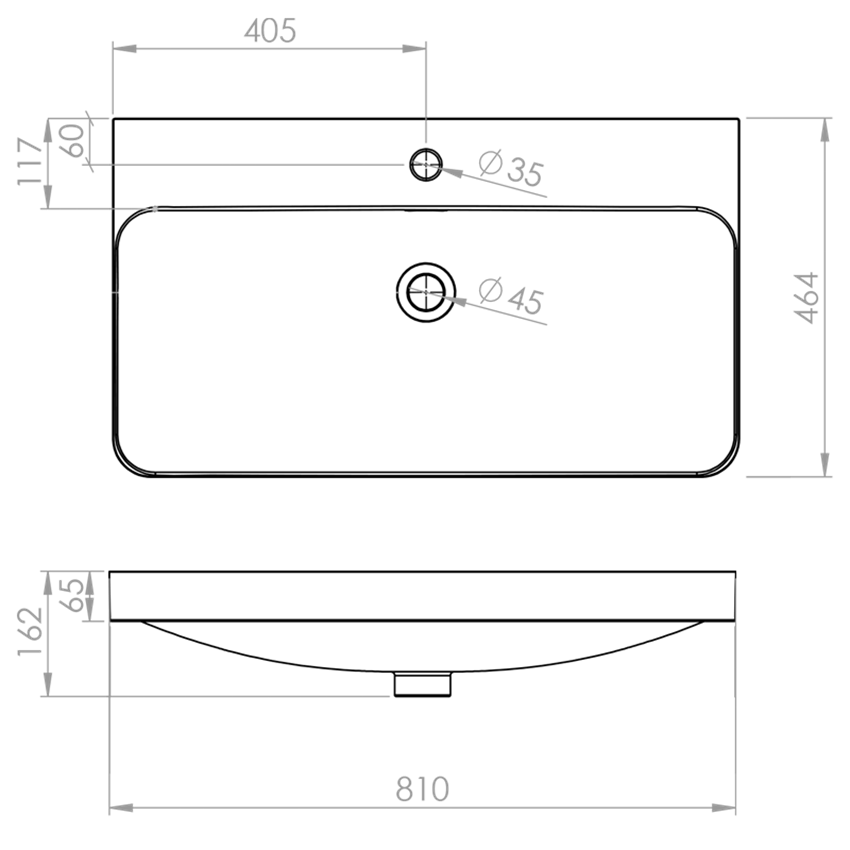 Umywalka meblowa 80 cm biały połysk Elita Soft rysunek