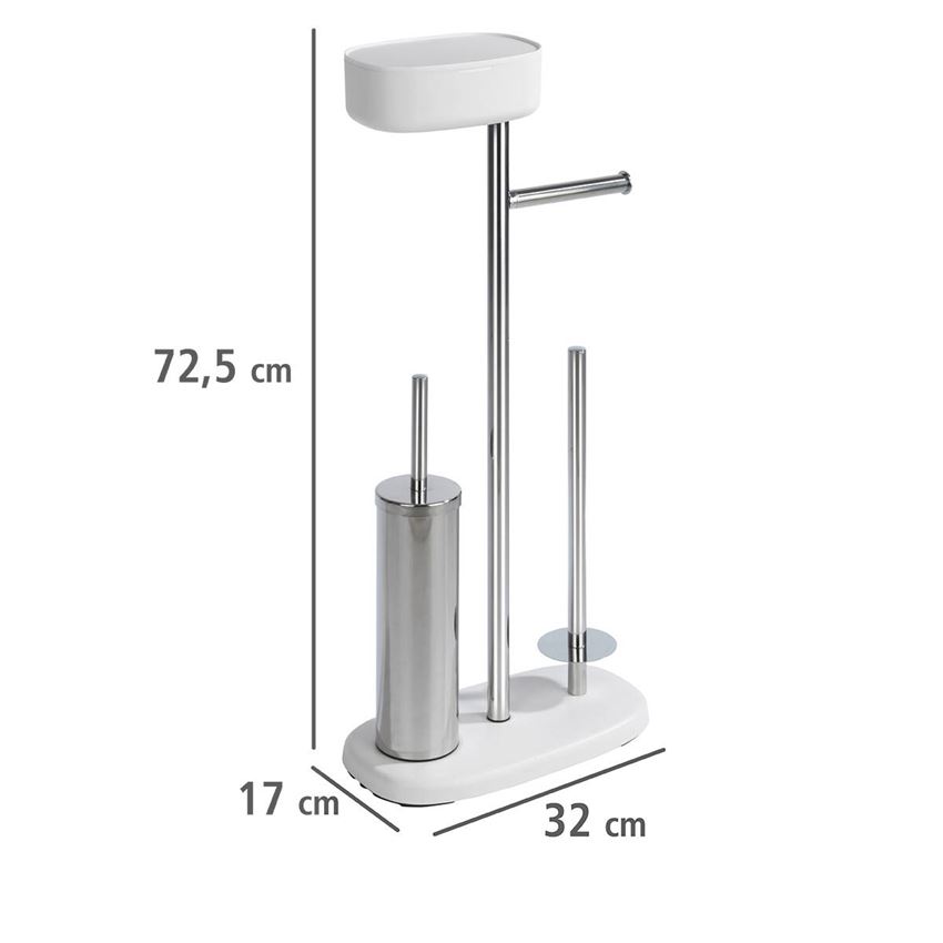 Stojak na papier i szczotkę WC z półką i koszem biały Wenko Rivazza