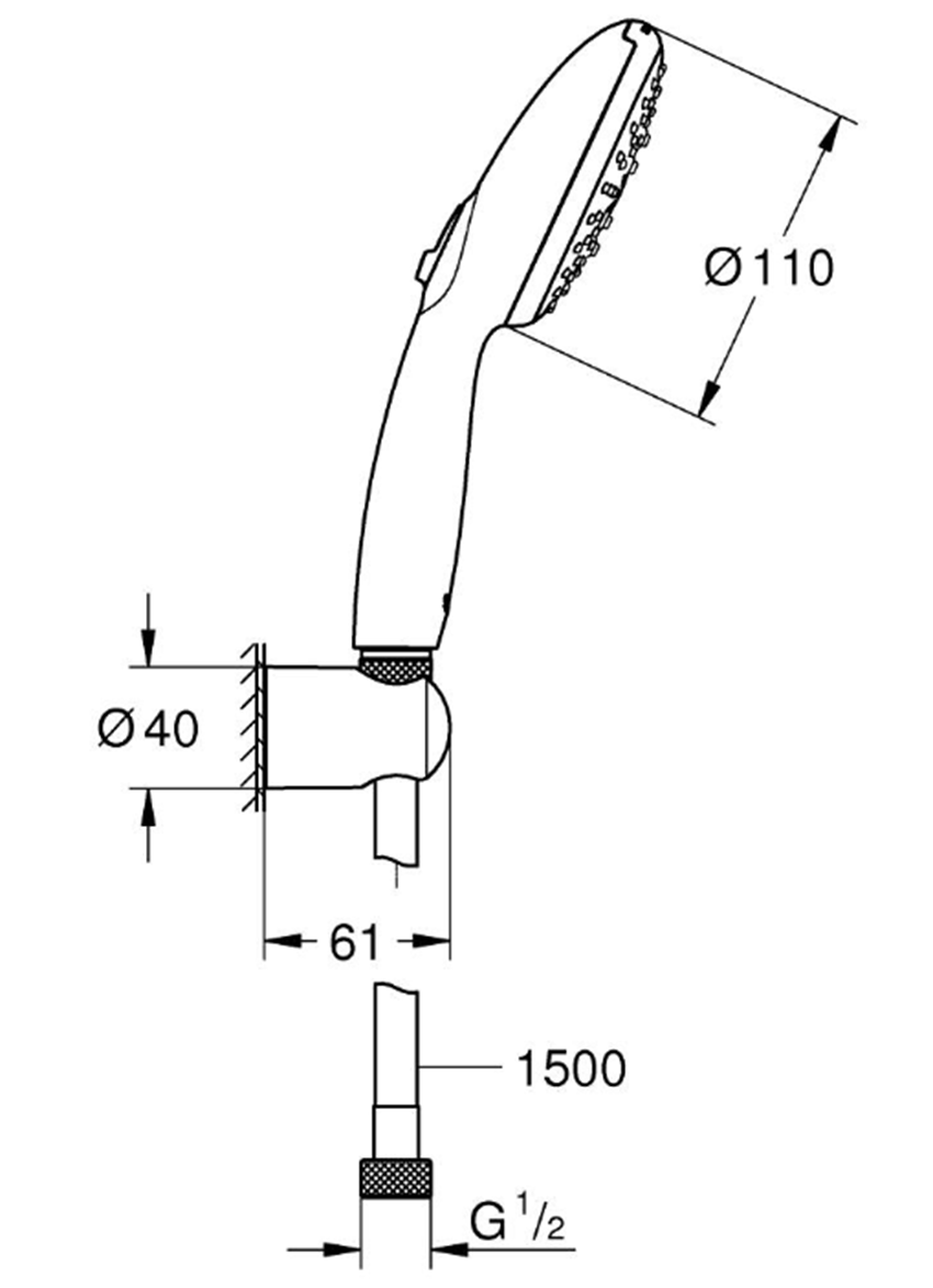 Zestaw prysznicowy Grohe Tempesta 110 26920003 rys techniczny