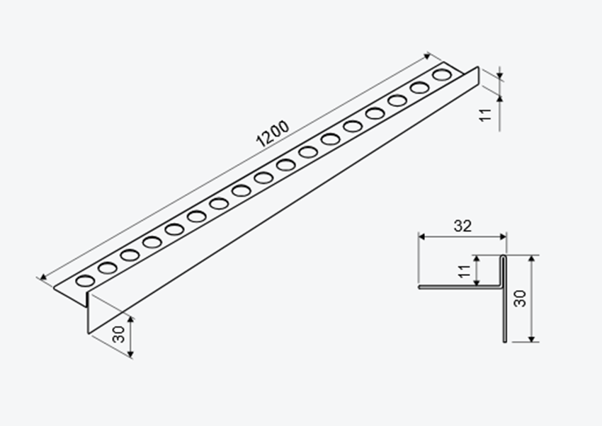 Profil brodzikowy 120 cm spadkowy lewy stal nierdzewna Excellent rysunek