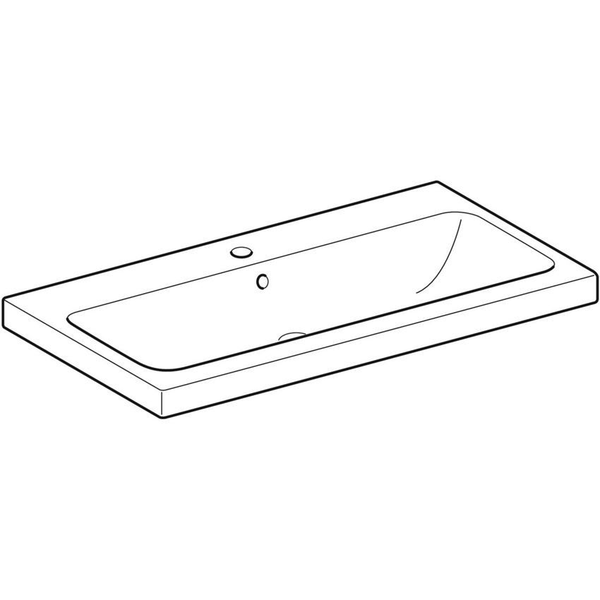 Umywalka ścienna z otworem na baterię z przelewem 75 cm Geberit iCon Light rysunek
