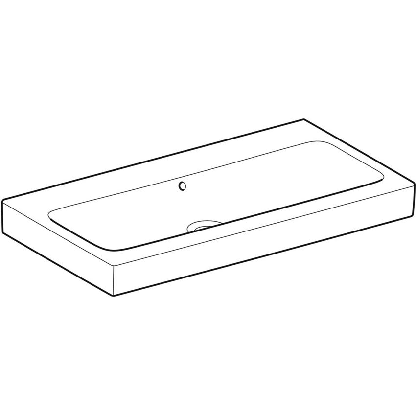 Umywalka ścienna bez otworu na baterię z przelewem 90 cm biała/KeraTect Geberit iCon rysunek
