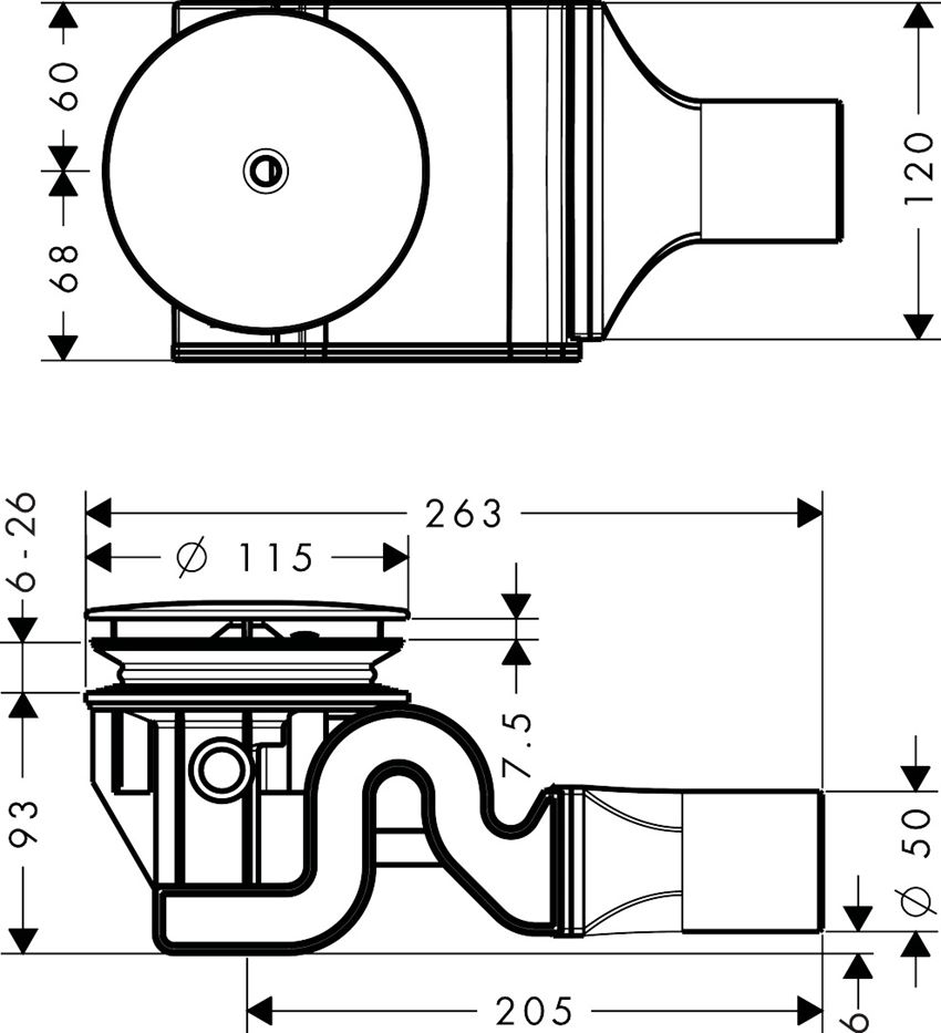 Komplet odpływowy 90 XXL Hansgrohe Raindrain rysunek