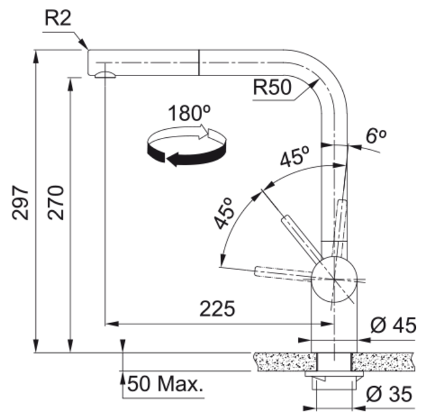 Bateria kuchenna Franke Atlas Neo 115.0681.242 rys techniczny