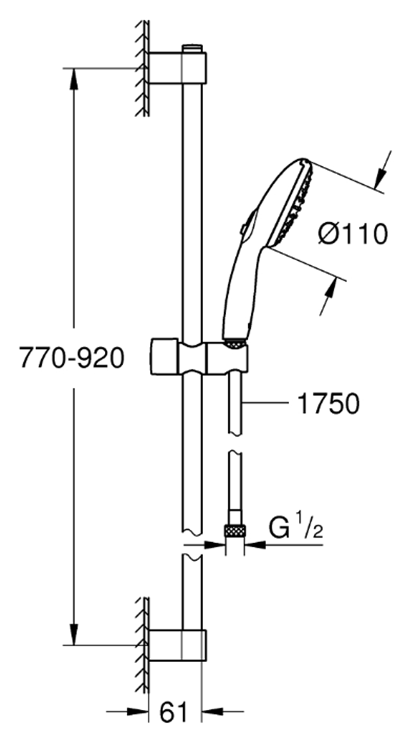 Zestaw prysznicowy Grohe Tempesta 110 27646003 rys techniczny