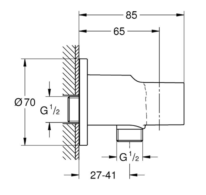 Kolanko pzyłączeniowe Grohe Tempesta 28679001 rys techniczny