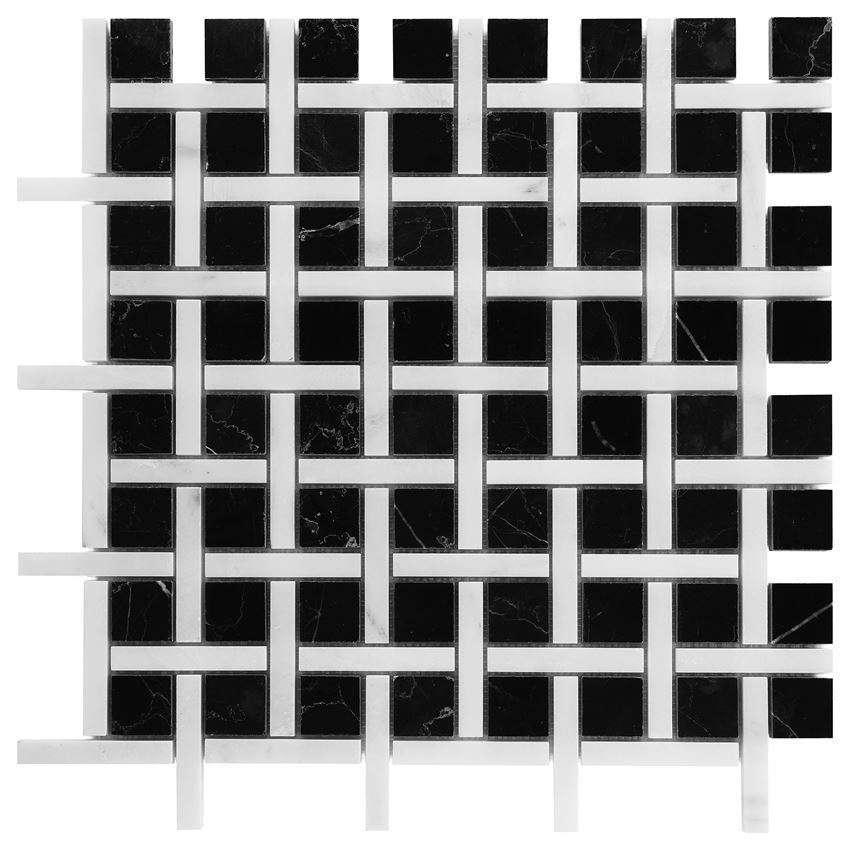 Mozaika kamienna 30,5x30,5 cm Dunin Black&White Pure Black BW02