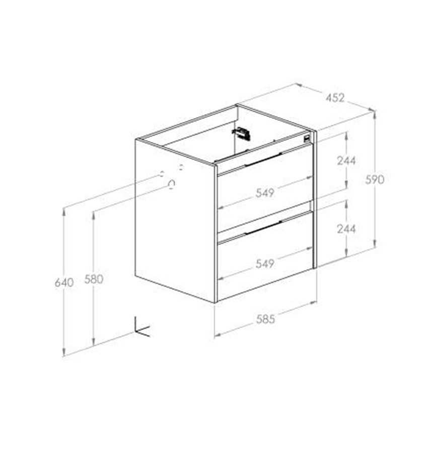 Szafka podumywalkowa 60 cm z 2 szufladami Roca Alpine rysunek