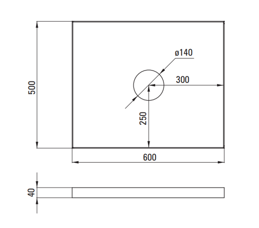 Blat łazienkowy Deante CBL D61A rys techniczny