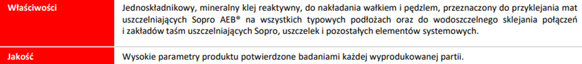 Klej wodoszczelny Sopro FDK 1K 1180/5 karta techniczna