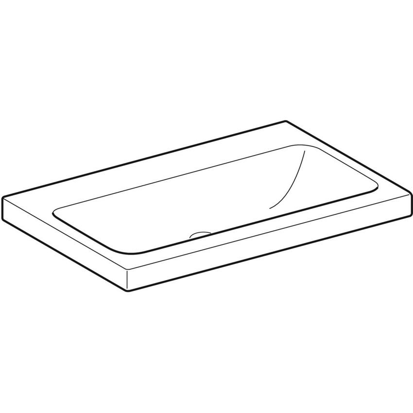 Umywalka nablatowa bez otworu na baterię bez przelewu 75 cm Geberit iCon Light rysunek