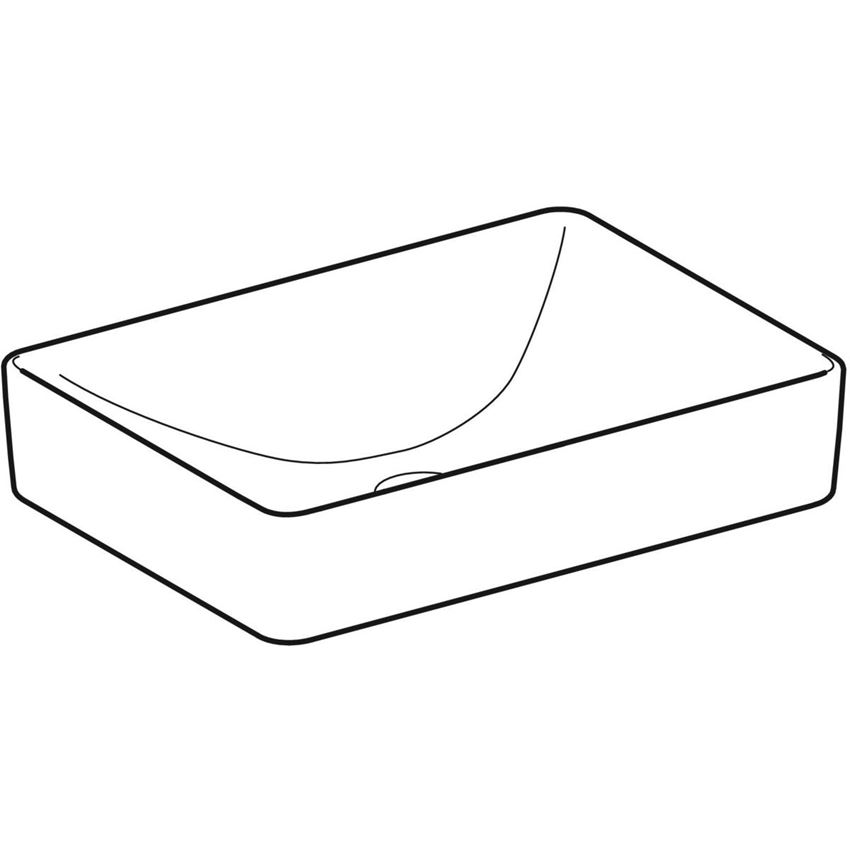 Umywalka nablatowa bez otworu na baterię bez przelewu 55 cm Geberit VariForm rysunek