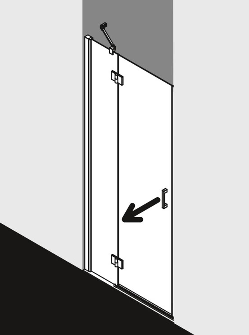 Drzwi prysznicowe wnękowe lewe z polem stałym Kermi Osia rysunek