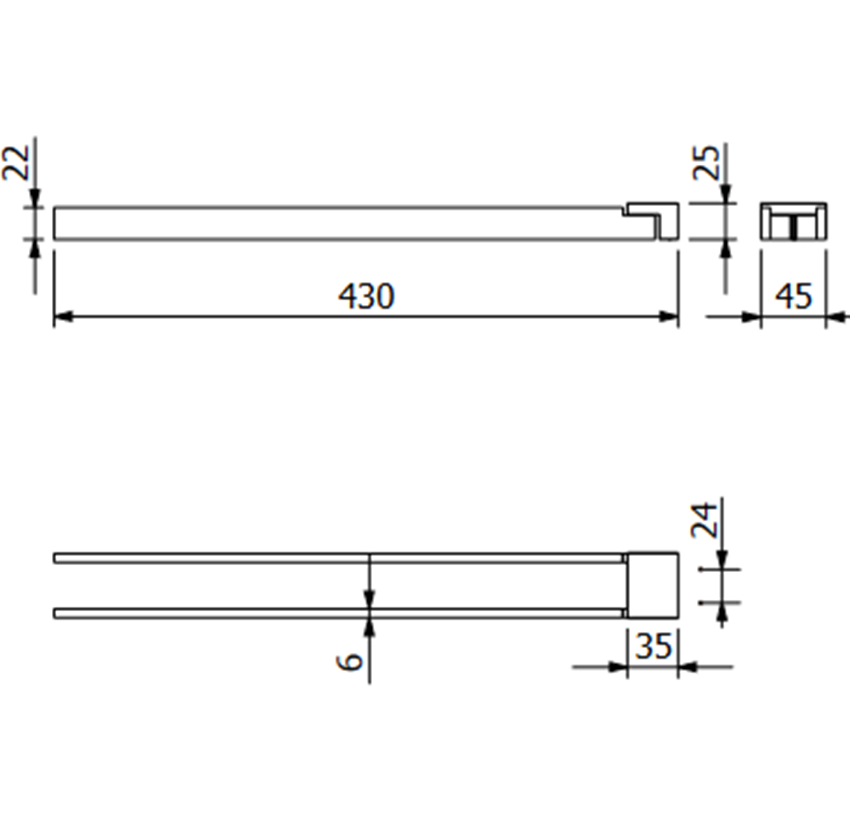 Wieszak na ręczniki 43 cm Kludi Vela C rysunek