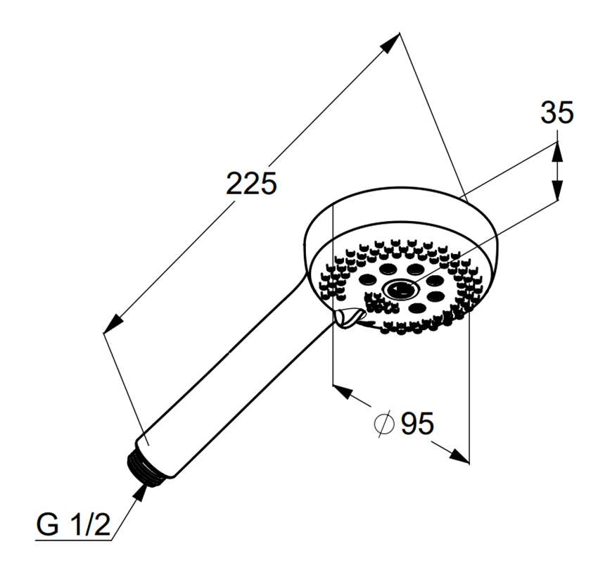 Rączka natrysku Kludi Logo 3S 6830039-00 rys techniczny