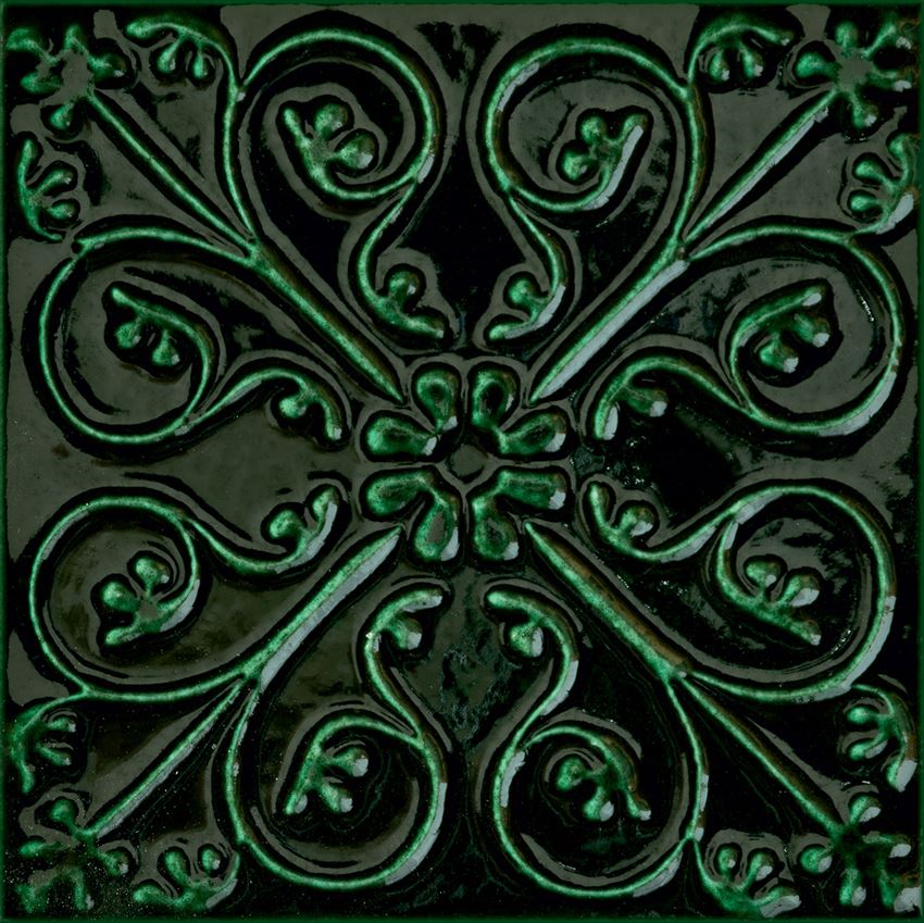 Dekor ścienny 7 różnych wzorów pakowanych losowo 14,8x14,8 cm Tubądzin Tinta Green