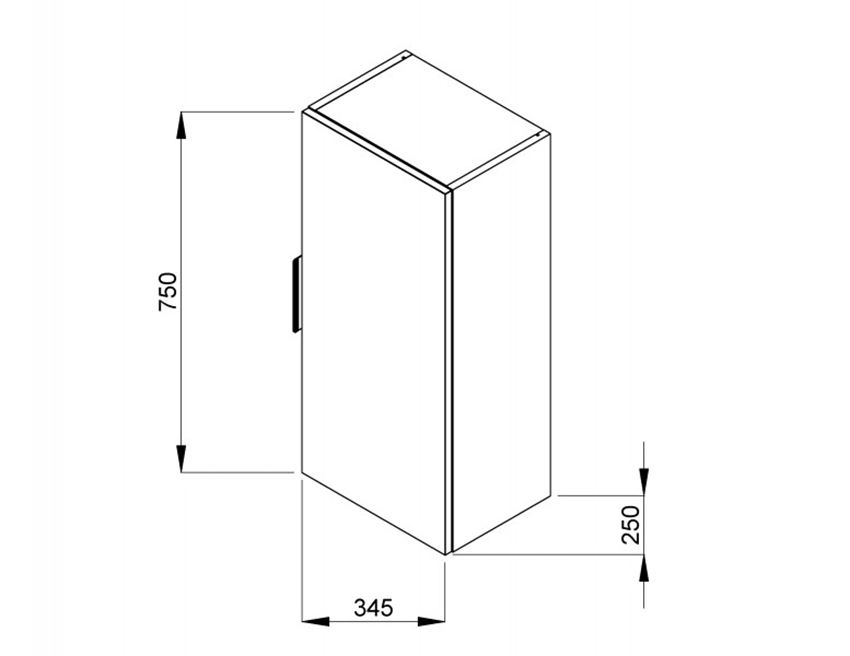 Kolumna 34,5x25,1x75 cm Roca Suit rysunek techniczny