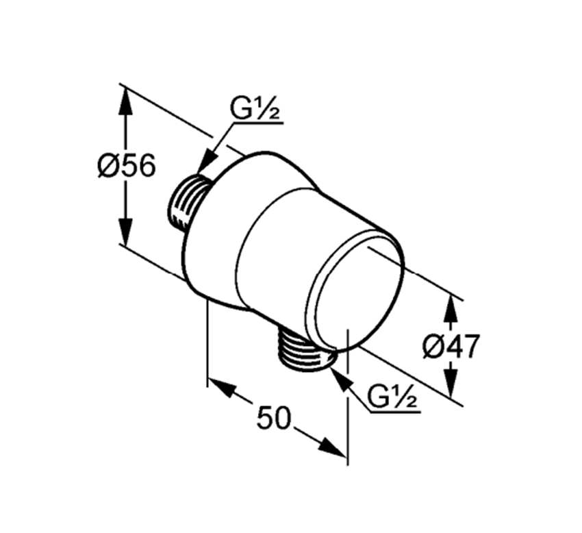Przyłącze kątowe Kludi Sirena 6306005-00 rys techniczny