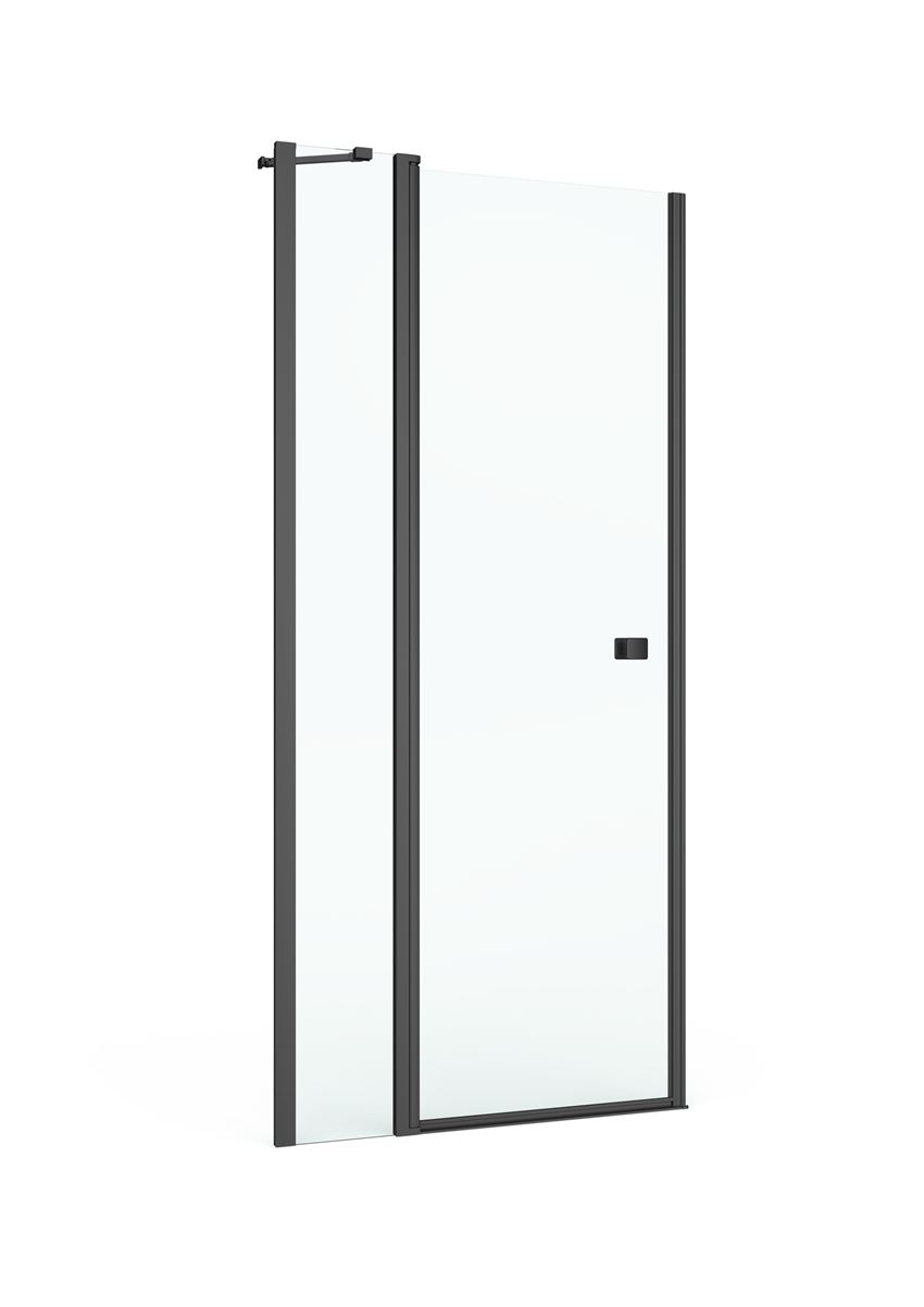 Drzwi prysznicowe z polem stałym profile czarny mat 140x195 cm Roca Capital