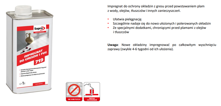 Impregnat do gresów Sopro 719 karta techniczna