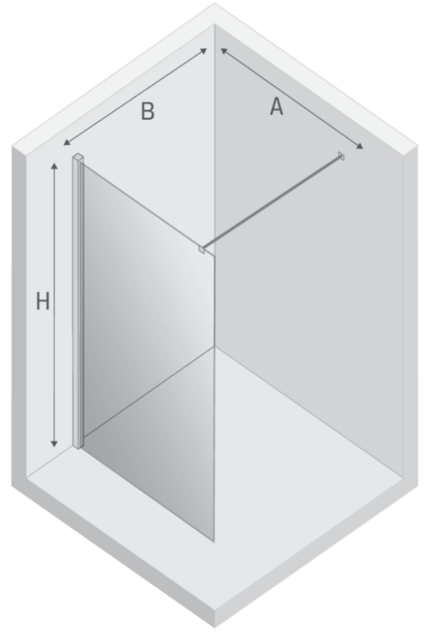 Kabina walk-in New Trendy Nesta Chrome K-1721 rys techniczny