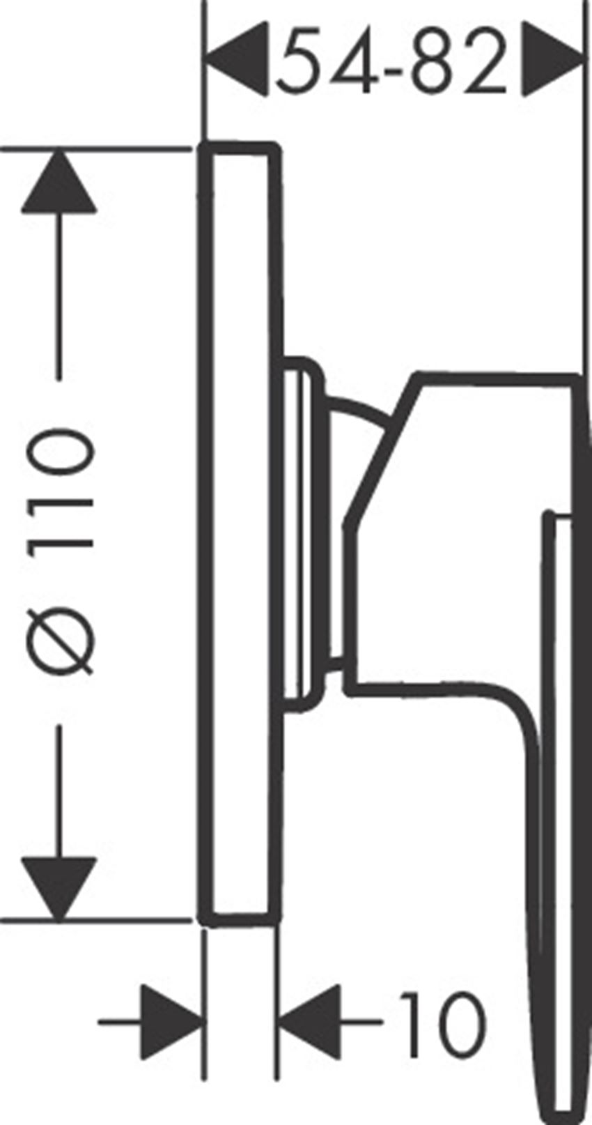 Jednouchwytowa bateria prysznicowa montaż podtynkowy chrom Hansgrohe Vernis Blend rysunek