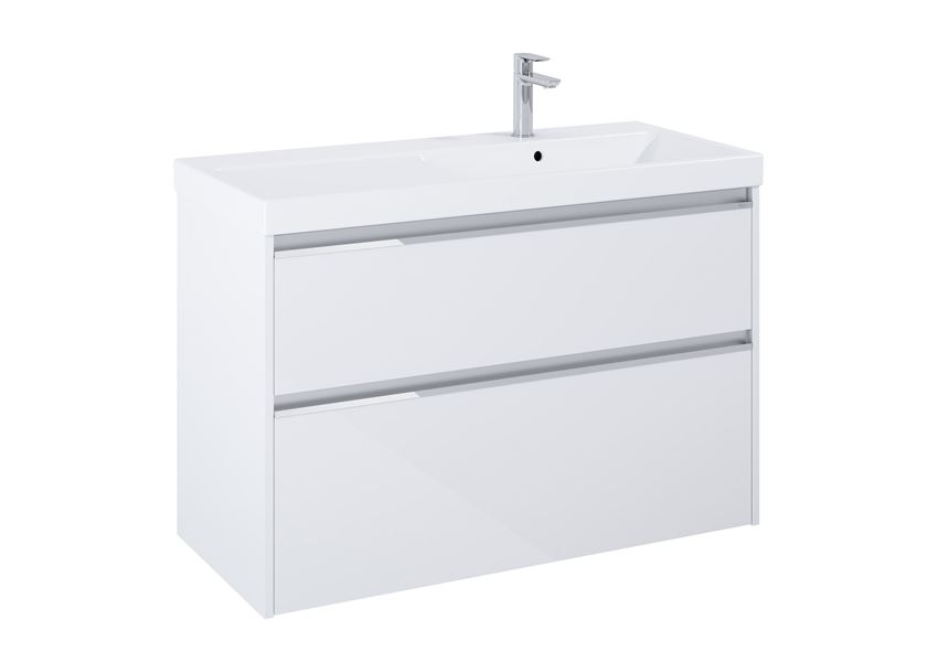 Zestaw łazienkowy Unik 100 cm z 2 szufladami wersja prawa biały połysk Roca Gap Pro