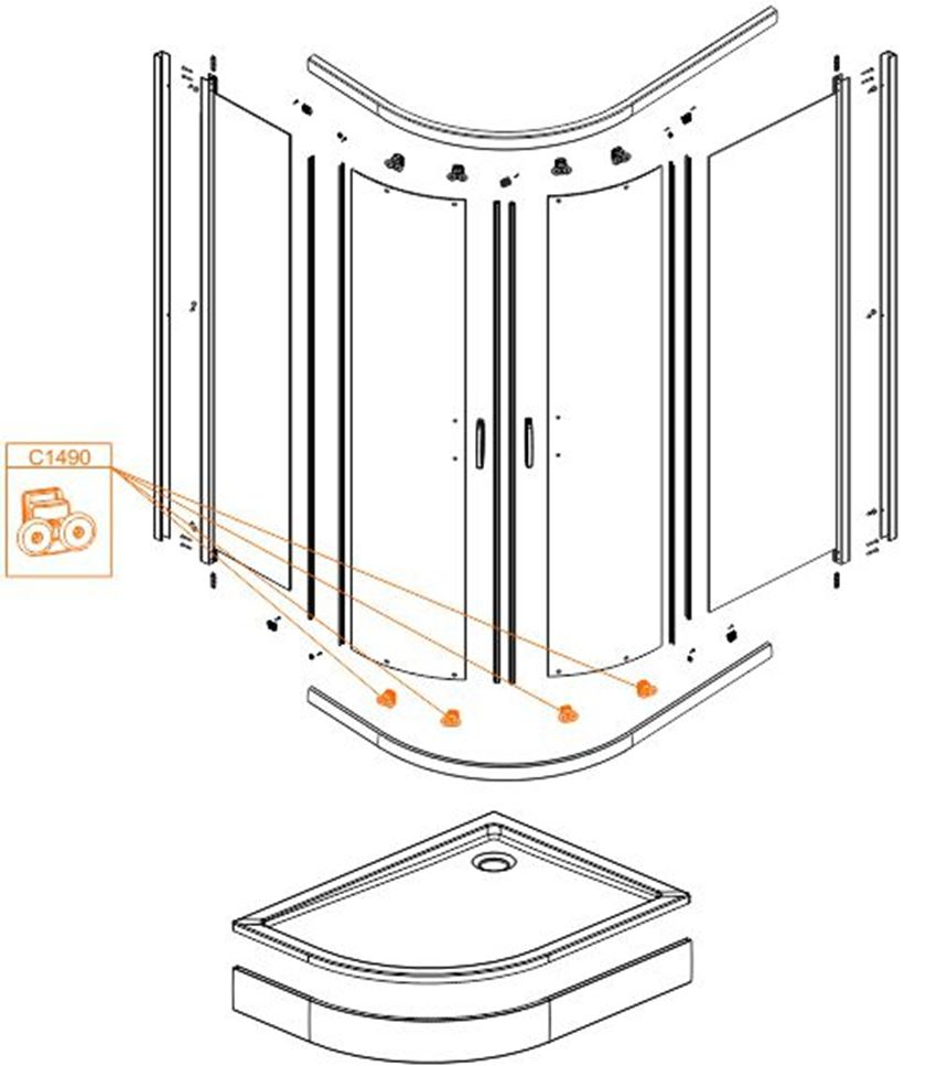 Wózek kompletny wypinany Sanplast rysunek