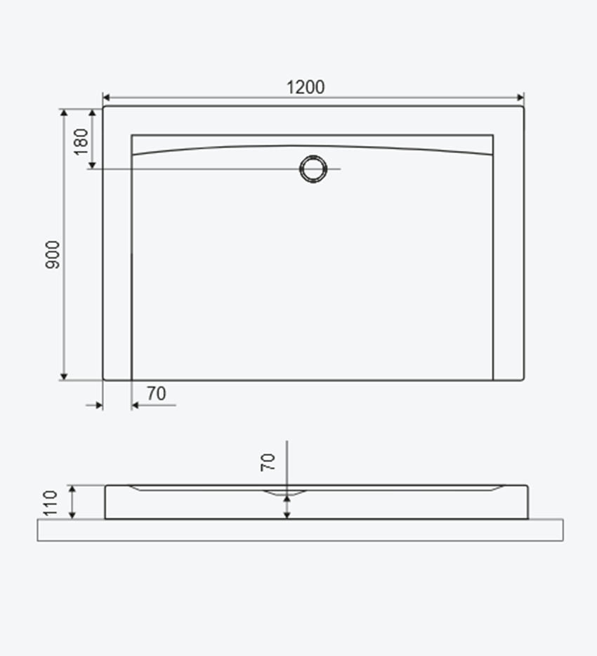 Brodzik prostokątny wysoki 120x90 cm Excellent Forma Compact X rysuenk