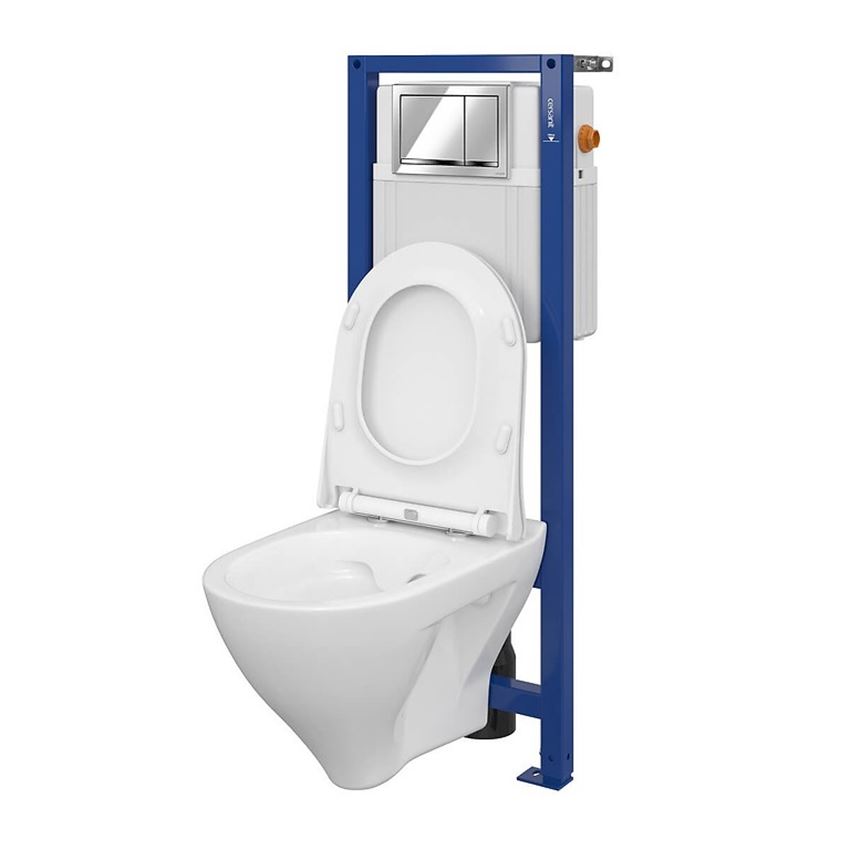 Stelaż podtynkowy do WC z miską Mille CleanOn i przyciskiem Enter chrom błyszczący Cersanit Aqua