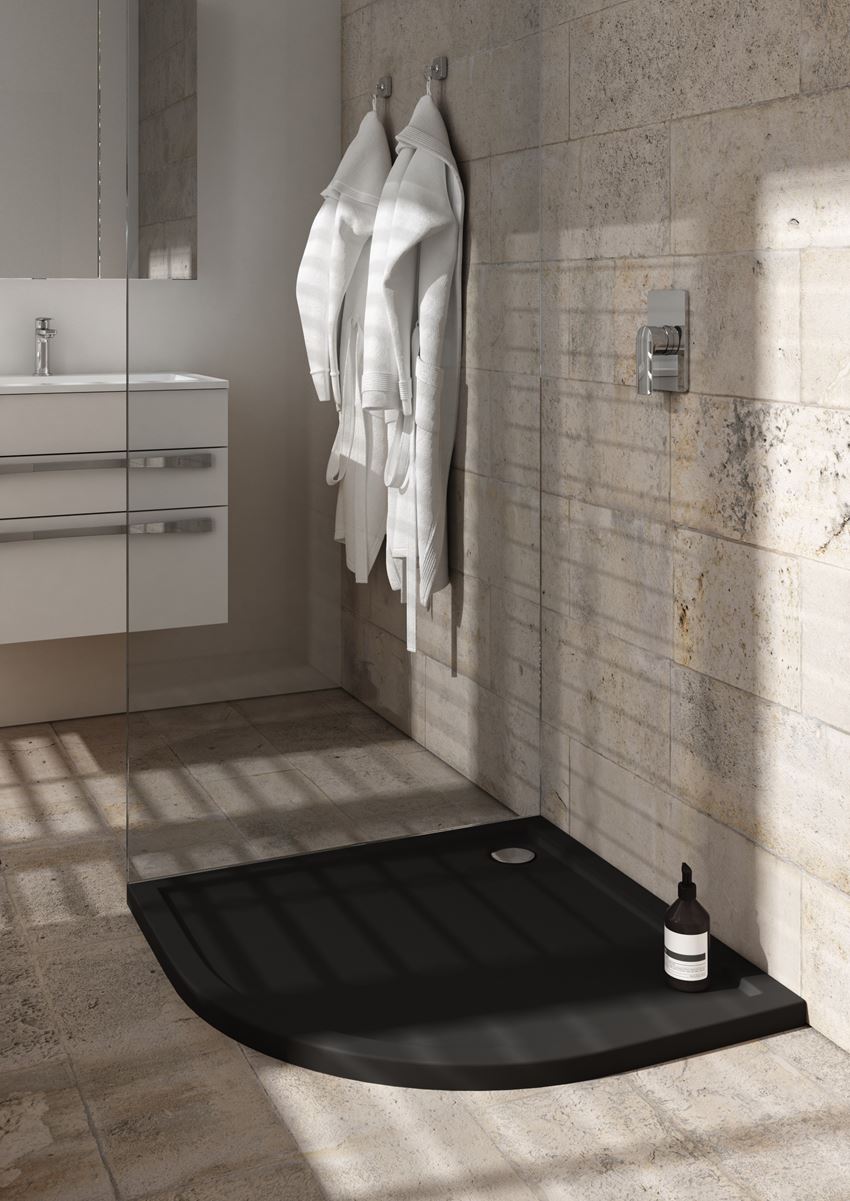 Brodzik półokrągły 90x90 cm czarny matowy Schedpol Caspar New Black Mat 