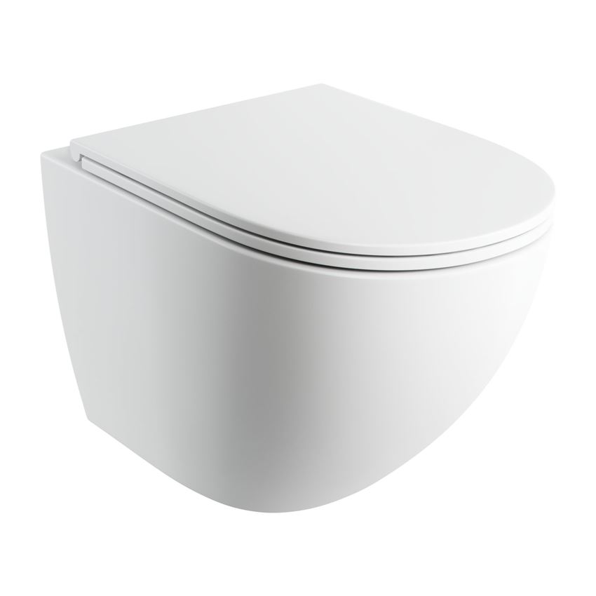 Miska WC wisząca bezkołnierzowa z deską wolnoopadającą 54x37 cm biały mat Omnires Ottawa Comfort