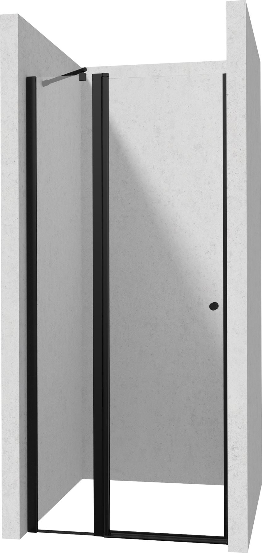 Drzwi prysznicowe uchylne szkło przezroczyste profile czarne 90x200 cm Deante Kerria Plus