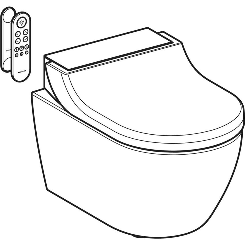 Urządzenie WC z funkcją higieny intymnej, wisząca miska WC, biały, KeraTect/panel dekoracyjny biały Geberit AquaClean Tuma Comfort rysunek