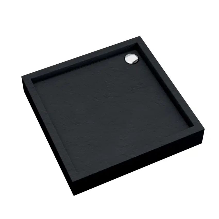 Brodzik kwadratowy czarny kamienisty Schedpol Medium Black Stone