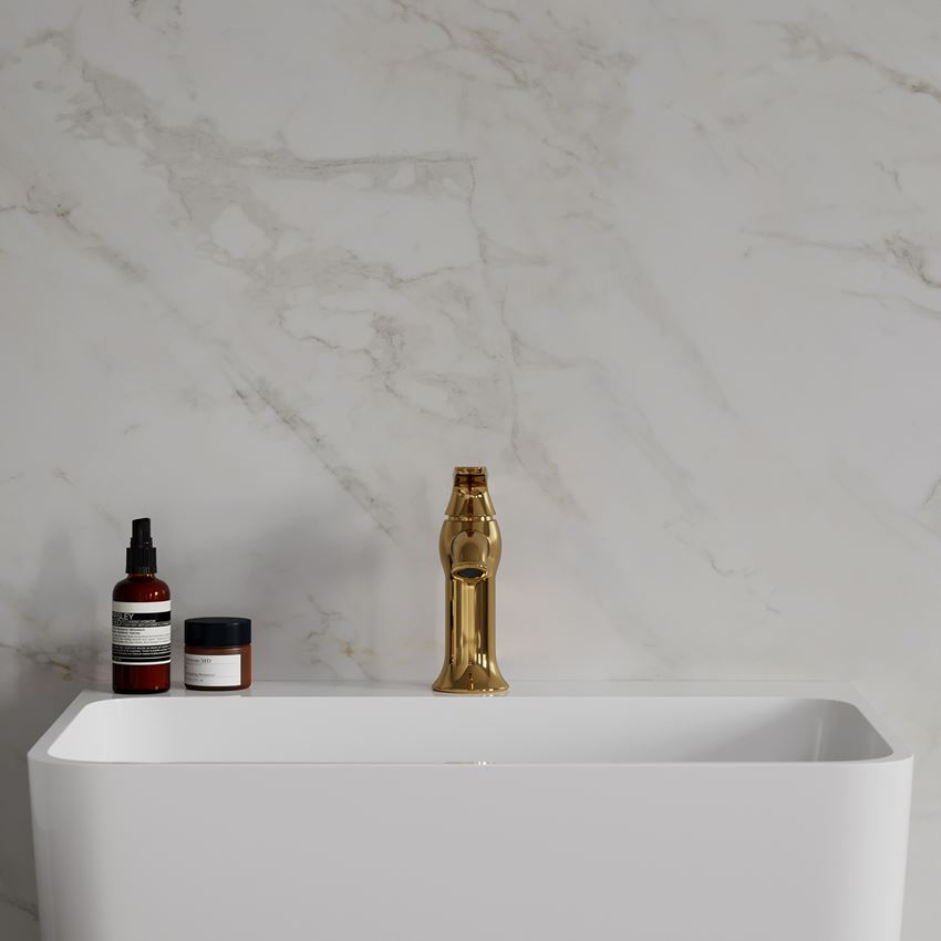 Bateria umywalkowa z korkiem klik-klak złota Omnires Art Deco