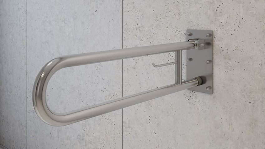 Poręcz dla niepełnosprawnych łukowa uchylna z miejscem na papier 80 cm Makoinstal Makolux
