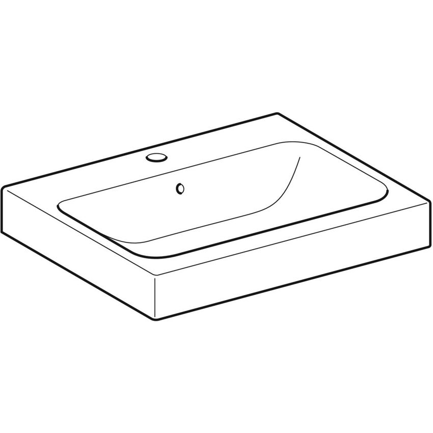Umywalka nablatowa z otworem na baterię z przelewem 60 cm biała/KeraTect Geberit iCon rysunek