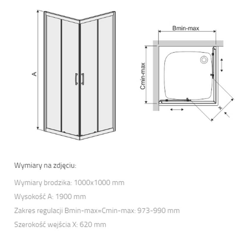 Kabina Sanplast TX 600-271-0240-38-231 rys techniczny