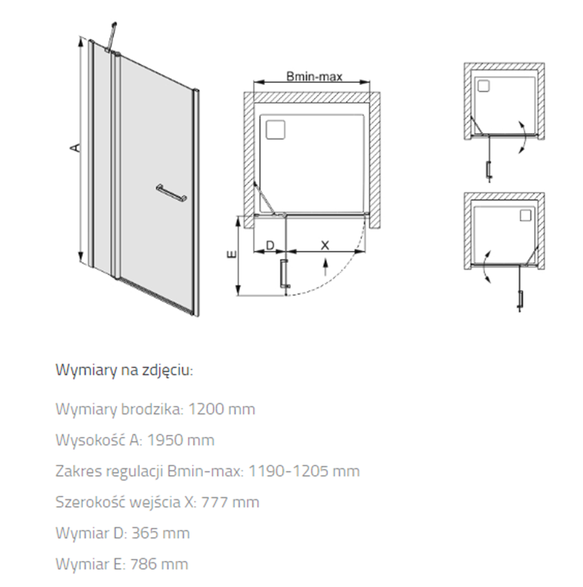 Drzwi skrzydłowe Sanplast Prestige III 600-073-0830-38-401 rys techniczny