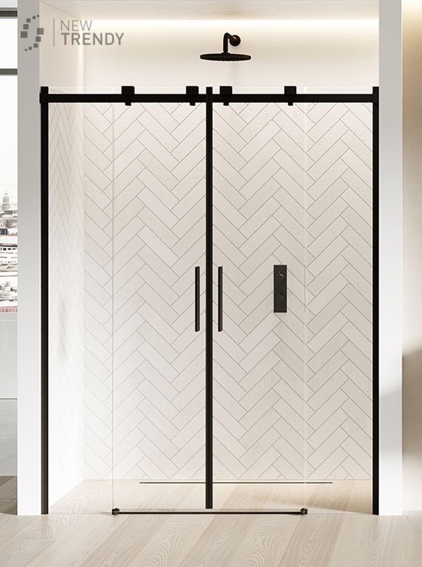 Drzwi prysznicowe przesuwne 130x200 cm New Trendy Softi Black
