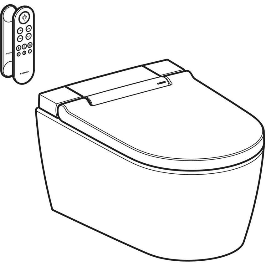 Urządzenie WC z funkcją higieny intymnej, wisząca miska WC, biały, KeraTect/panel dekoracyjny biały Geberit AquaClean Sela rysunek