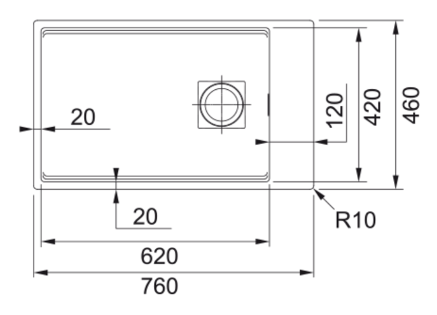 Zlewozmywak Franke Kanon KNG 110-62 125.0716.372 rys techniczny