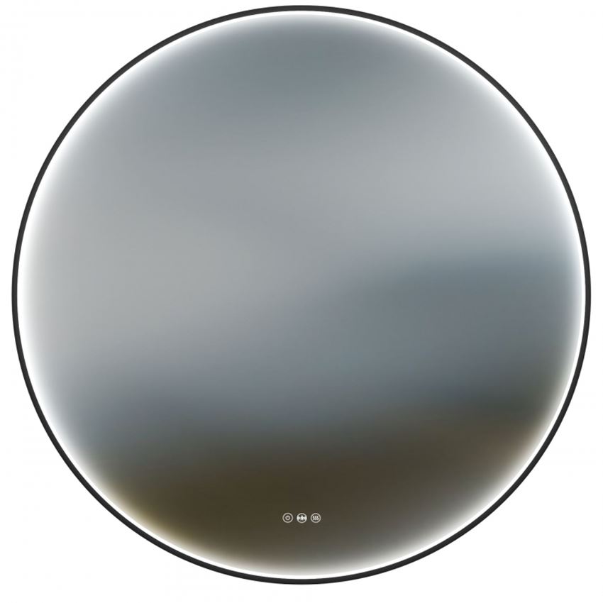 Lustro okrągłe LED 100 cm, rama aluminiowa czarny mat IÖ Melo New Round
