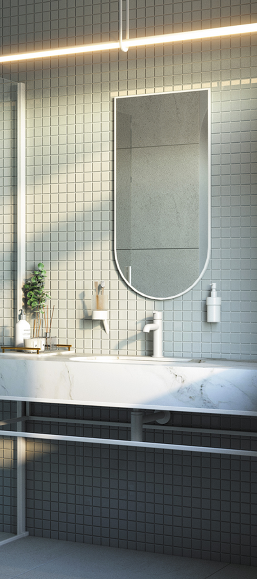 Lustro wiszące w ramie 100x50 cm bianco Deante Silia