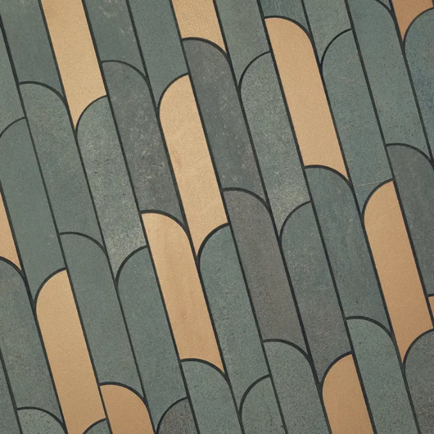 Detal zielonej mozaiki z kolekcji Tubądzin Tissue