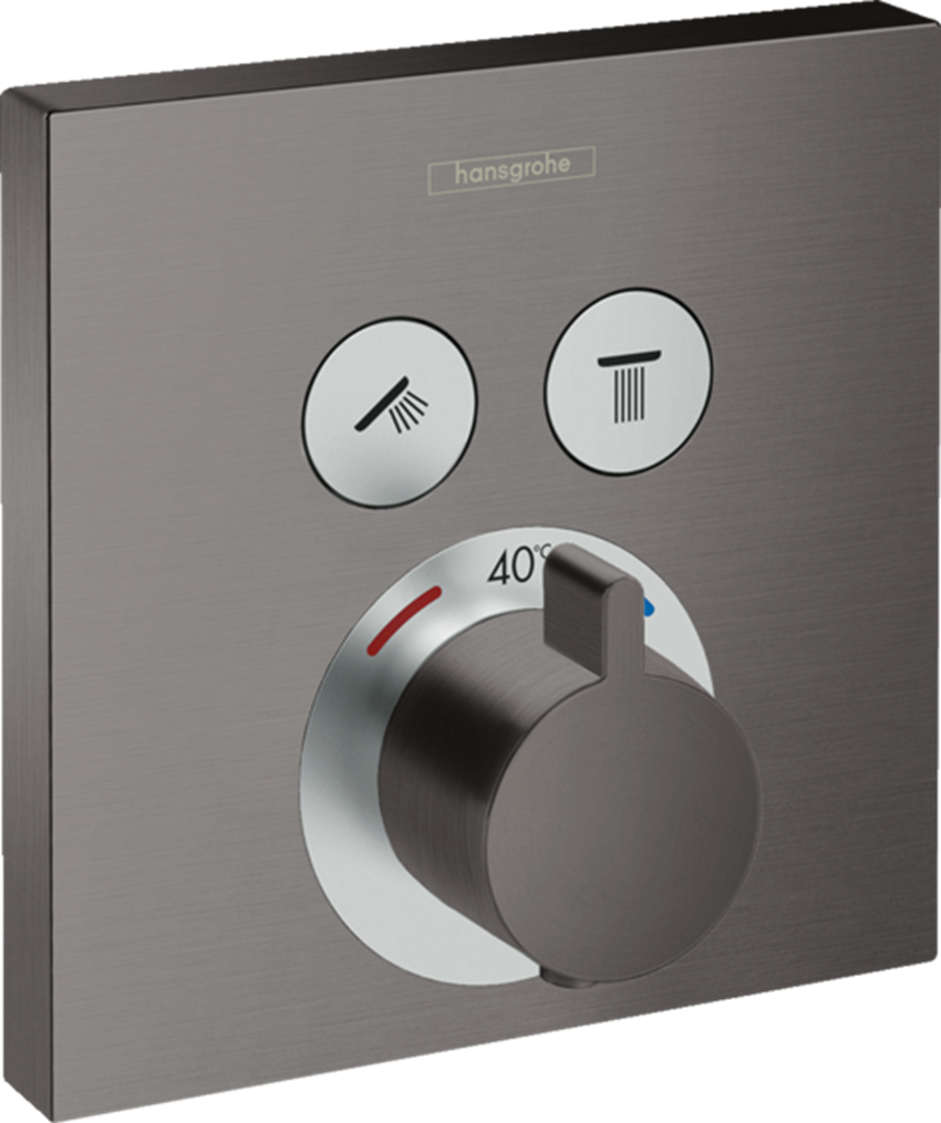 Bateria termostatyczna do 2 odbiorników czarny chrom szczotkowany Hansgrohe ShowerSelect 