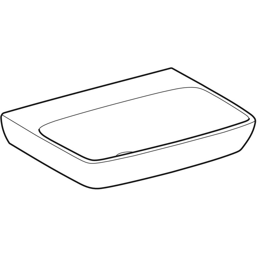 Umywalka prostokątna bez otworu na baterię bez przelewu 60 cm Geberit Selnova Square rysunek