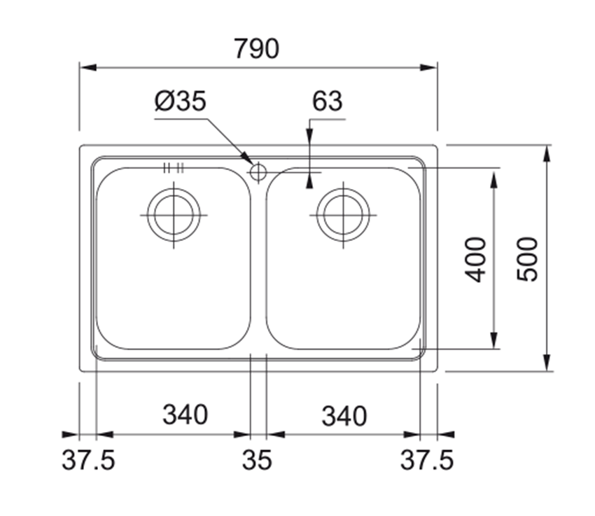 Zlewozmywak Franke Logica LLL 620-79 101.0153.295 rys techniczny