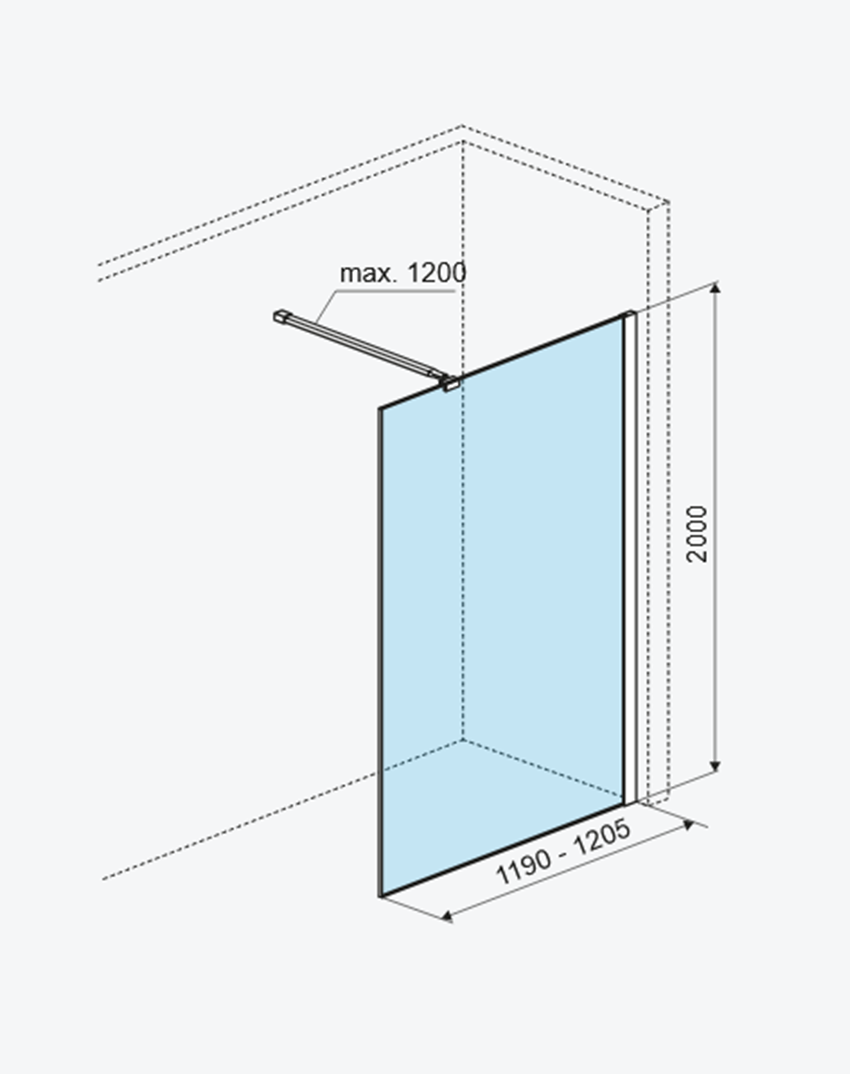 Kabina walk-in 120x200 cm Excellent Vidoq rysunek